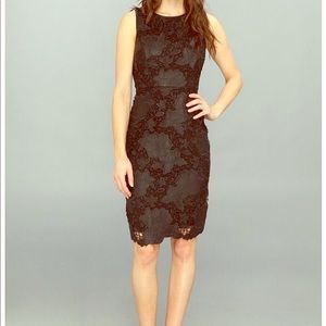 Vince Camuto floral faux leather cutout dress